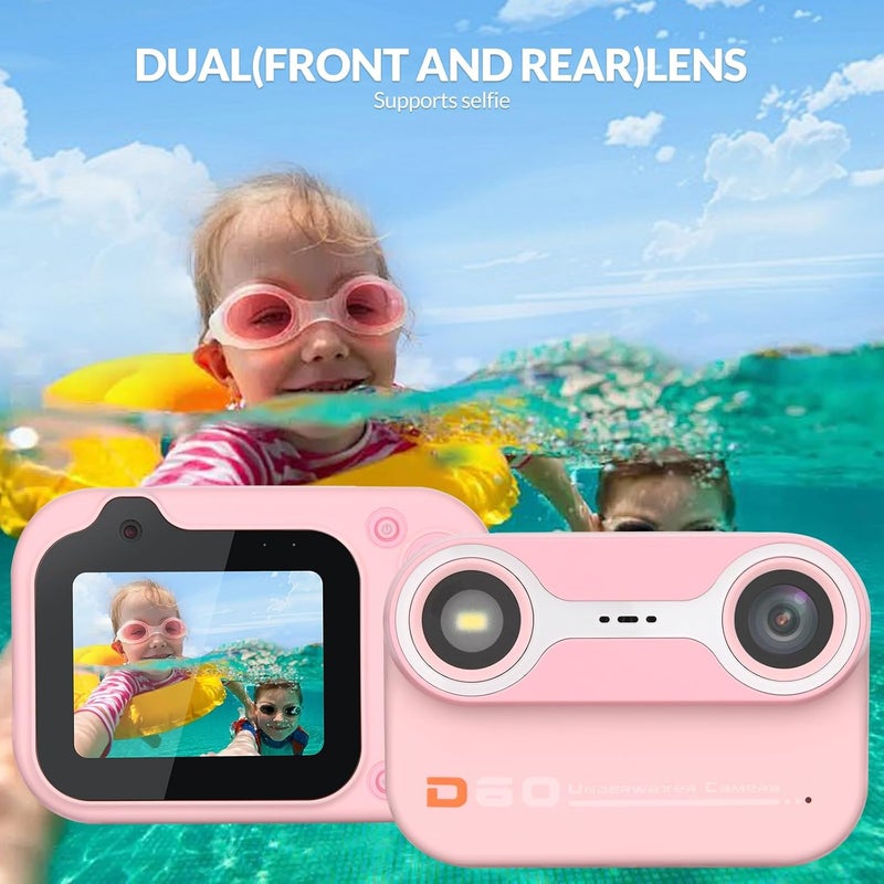 Bestrip Kids Underwater Camera, 1080P HD Waterproof Digital Camera with 2.4" IPS Screen, Birthday Gifts for Boys Girls Children, Toddler Cameras Toys for 3 4 5 6 7 8 9(Pink) - Image 5